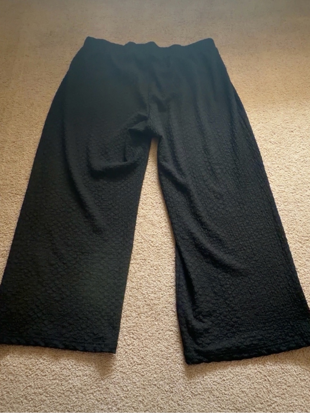 Fashion Nova Black Crinkled Wide-Leg Pants